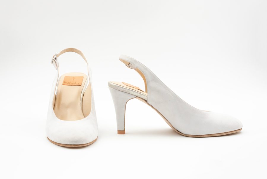 Original product photo of white bridal slingback shoes
